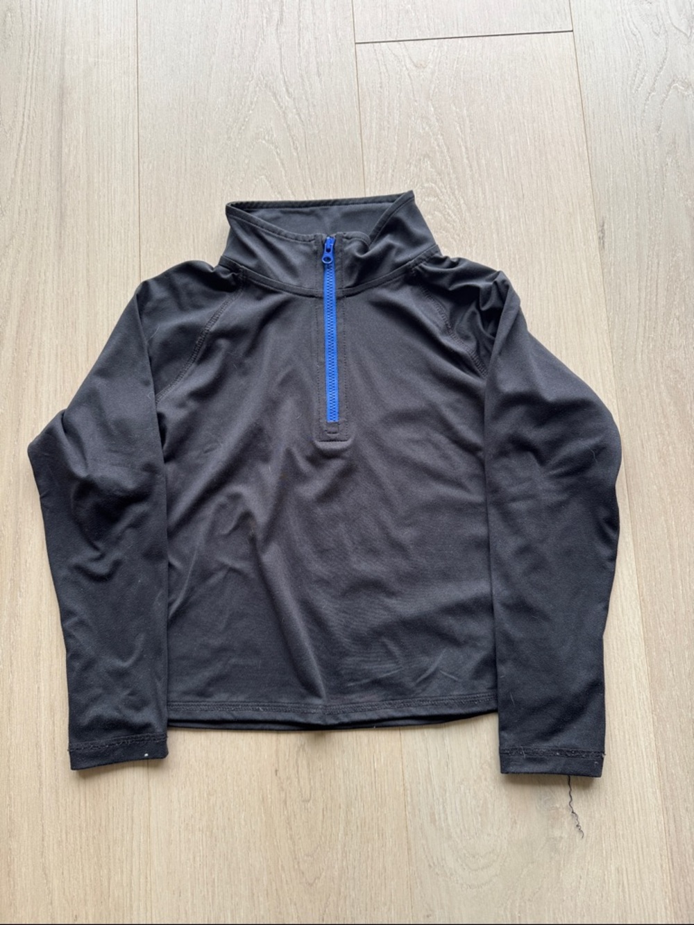 Primary Black Kids Half-Zip Sweatshirt with Blue Zipper